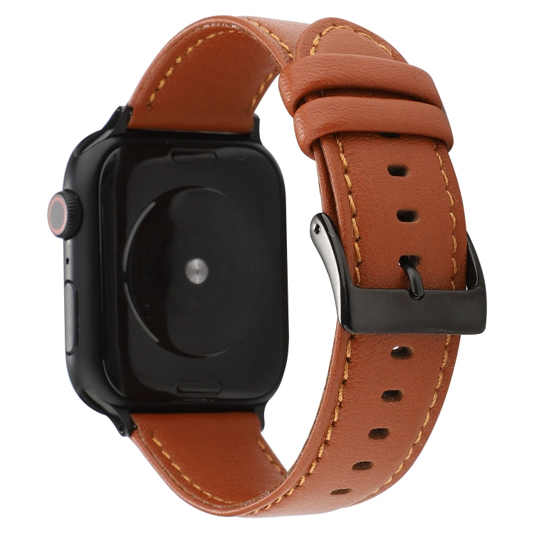 Cowhide Texture Leather Watchband, For Apple Watch Series 8&7 41mm / SE 2&6&SE&5&4 40mm / 3&2&1 38mm, For Apple Watch Series 7 45mm / 6 & SE & 5 & 4 44mm / 3 & 2 & 1 42mm, For Apple Watch Series 7 41mm / 6 & SE & 5 & 4 40mm / 3 & 2 & 1 38mm