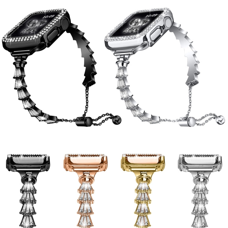 Full Diamond Crown Metal Watch Band, For Apple Watch Series 8&amp;7 45mm / SE 2&amp;6&amp;SE&amp;5&amp;4 44mm, For Apple Watch Series 8&amp;7 41mm / SE 2&amp;6&amp;SE&amp;5&amp;4 40mm
