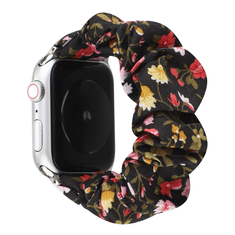 Plaid Flower Pattern Cloth Hair Ring Watchband, For Apple Watch Series 8&amp;7 41mm / SE 2&amp;6&amp;SE&amp;5&amp;4 40mm / 3&amp;2&amp;1 38mm, For Apple Watch Ultra 49mm / Series 8&amp;7 45mm / SE 2&amp;6&amp;SE&amp;5&amp;4 44mm / 3&amp;2&amp;1 42mm