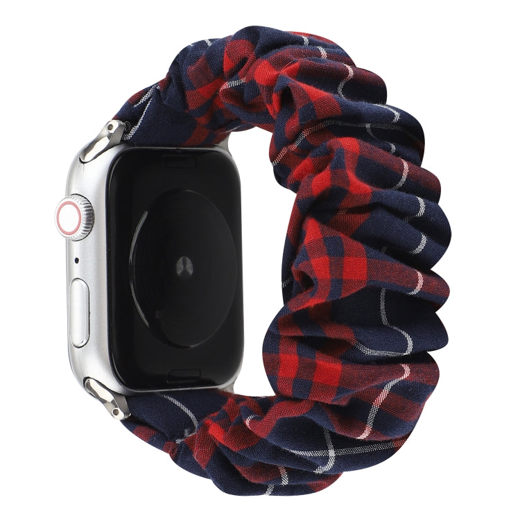 Plaid Flower Pattern Cloth Hair Ring Watchband, For Apple Watch Series 8&amp;7 41mm / SE 2&amp;6&amp;SE&amp;5&amp;4 40mm / 3&amp;2&amp;1 38mm, For Apple Watch Ultra 49mm / Series 8&amp;7 45mm / SE 2&amp;6&amp;SE&amp;5&amp;4 44mm / 3&amp;2&amp;1 42mm