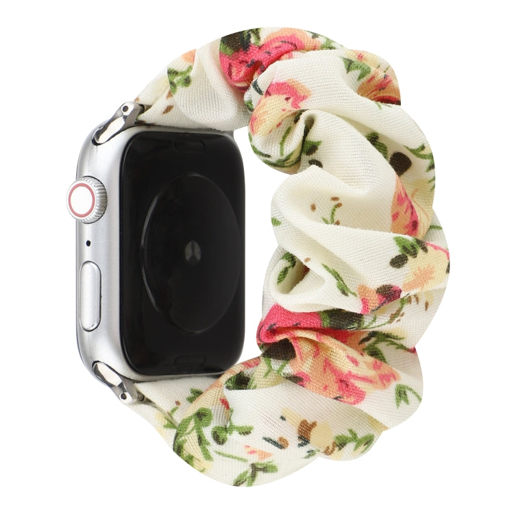 Plaid Flower Pattern Cloth Hair Ring Watchband, For Apple Watch Series 8&amp;7 41mm / SE 2&amp;6&amp;SE&amp;5&amp;4 40mm / 3&amp;2&amp;1 38mm, For Apple Watch Ultra 49mm / Series 8&amp;7 45mm / SE 2&amp;6&amp;SE&amp;5&amp;4 44mm / 3&amp;2&amp;1 42mm