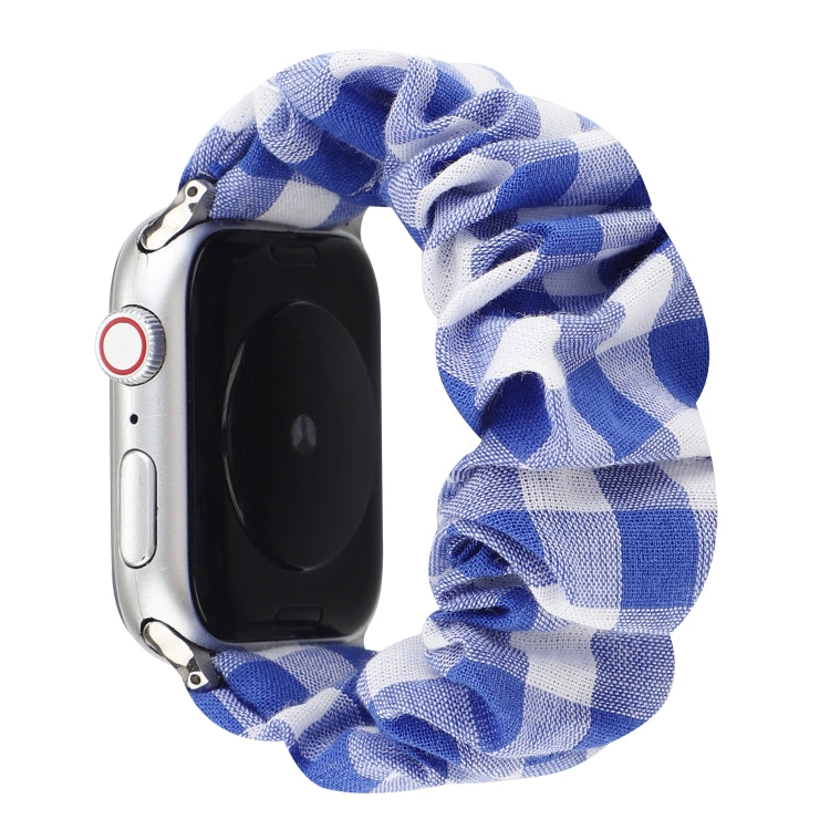 Plaid Pattern Cloth + Stainless Steel Hair Ring Watchband, For Apple Watch Series 7 41mm / 6 &amp; SE &amp; 5 &amp; 4 40mm / 3 &amp; 2 &amp; 1 38mm, For Apple Watch Series 7 45mm / 6 &amp; SE &amp; 5 &amp; 4 44mm / 3 &amp; 2 &amp; 1 42mm