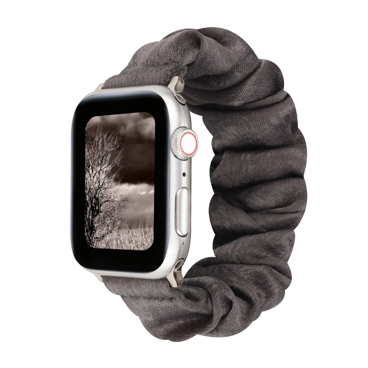 Cloth + Stainless Steel Hair Ring Watchband, For Apple Watch Series 7 41mm / 6 & SE & 5 & 4 40mm / 3 & 2 & 1 38mm, For Apple Watch Series 7 45mm / 6 & SE & 5 & 4 44mm / 3 & 2 & 1 42mm, For Apple Watch Series 8&7 41mm / SE 2&6&SE&5&4 40mm / 3&2&1 38mm