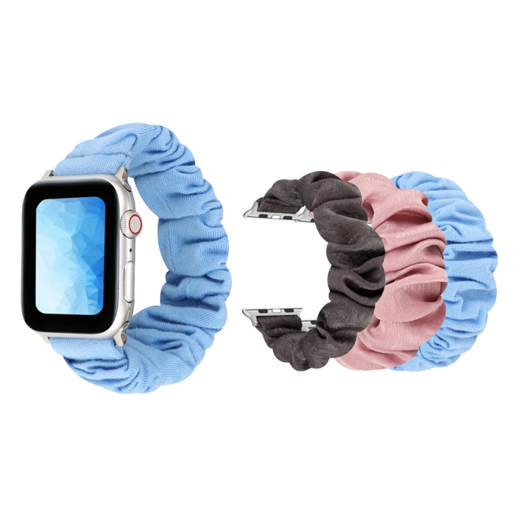 Cloth + Stainless Steel Hair Ring Watchband, For Apple Watch Series 7 41mm / 6 & SE & 5 & 4 40mm / 3 & 2 & 1 38mm, For Apple Watch Series 7 45mm / 6 & SE & 5 & 4 44mm / 3 & 2 & 1 42mm, For Apple Watch Series 8&7 41mm / SE 2&6&SE&5&4 40mm / 3&2&1 38mm