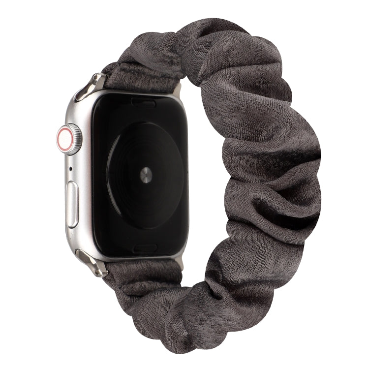 Cloth + Stainless Steel Hair Ring Watchband, For Apple Watch Series 7 41mm / 6 & SE & 5 & 4 40mm / 3 & 2 & 1 38mm, For Apple Watch Series 7 45mm / 6 & SE & 5 & 4 44mm / 3 & 2 & 1 42mm, For Apple Watch Series 8&7 41mm / SE 2&6&SE&5&4 40mm / 3&2&1 38mm