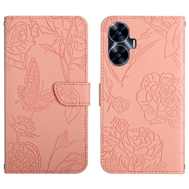 HT03 Skin Feel Butterfly Embossed Flip Leather Phone Case