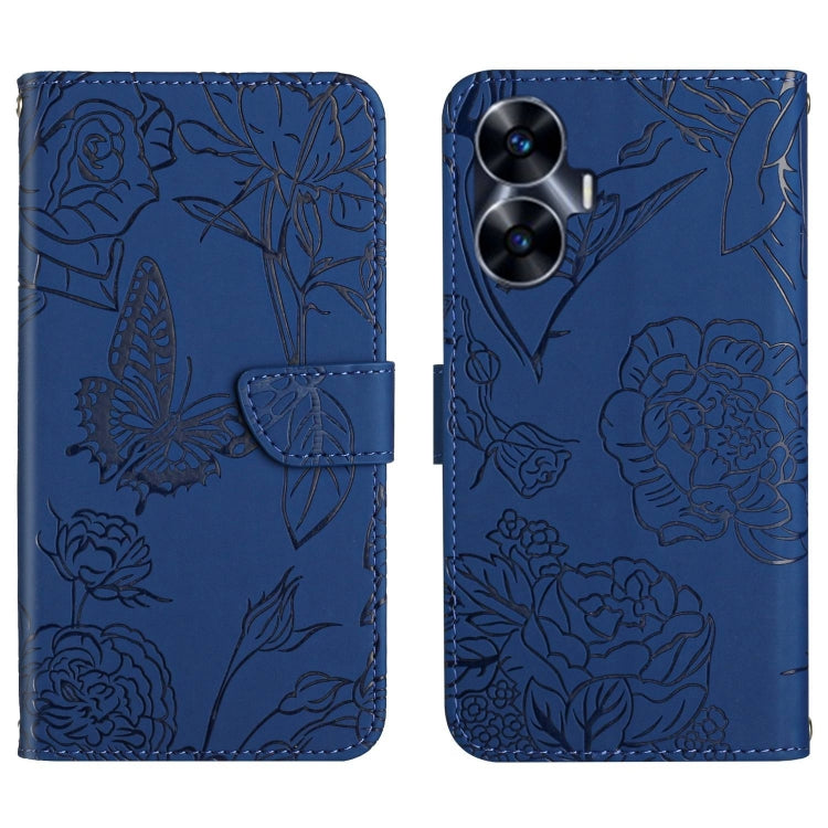 HT03 Skin Feel Butterfly Embossed Flip Leather Phone Case