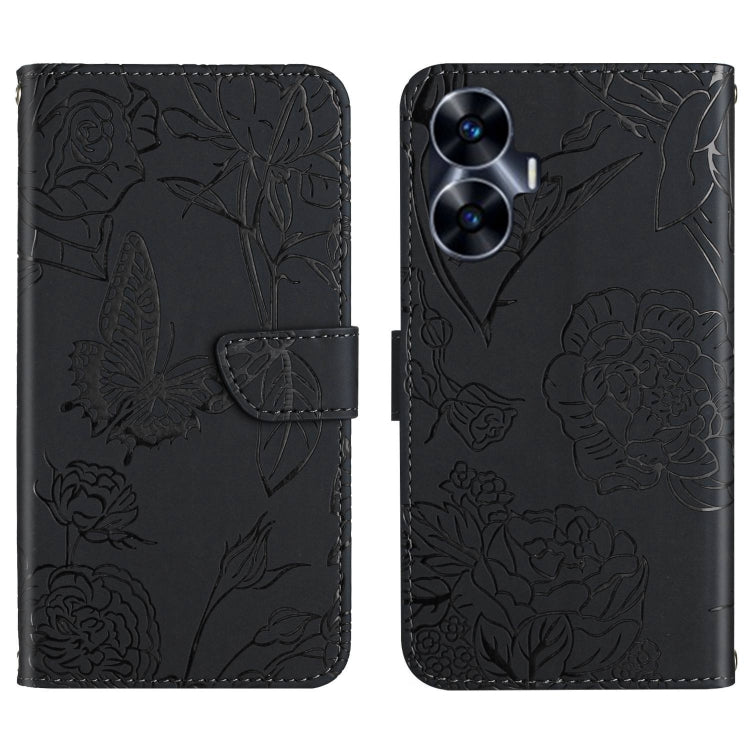 HT03 Skin Feel Butterfly Embossed Flip Leather Phone Case