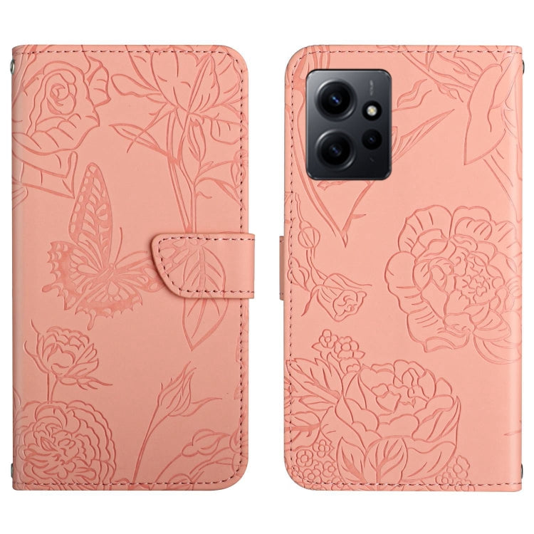 HT03 Skin Feel Butterfly Embossed Flip Leather Phone Case