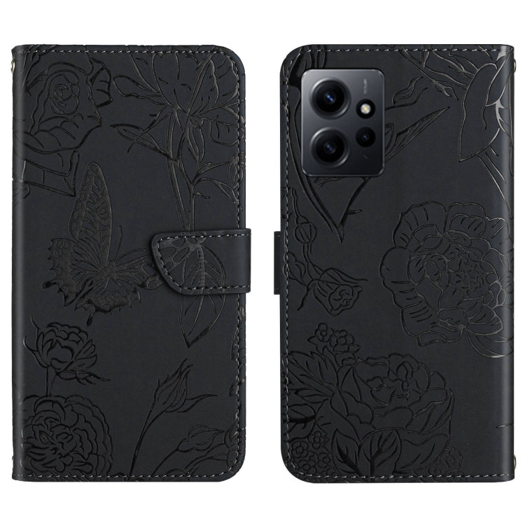 HT03 Skin Feel Butterfly Embossed Flip Leather Phone Case