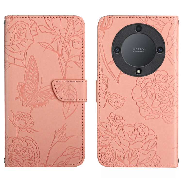 HT03 Skin Feel Butterfly Embossed Flip Leather Phone Case