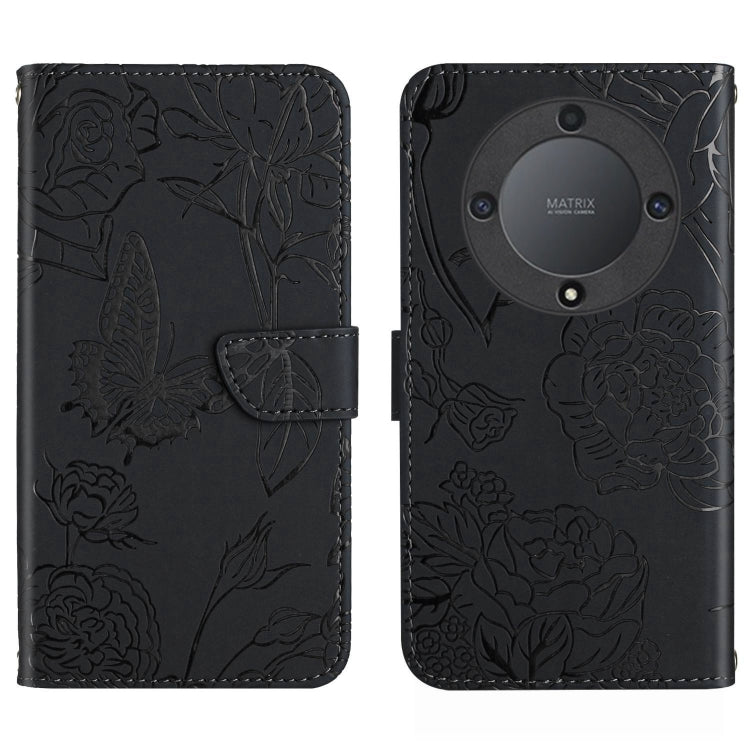HT03 Skin Feel Butterfly Embossed Flip Leather Phone Case