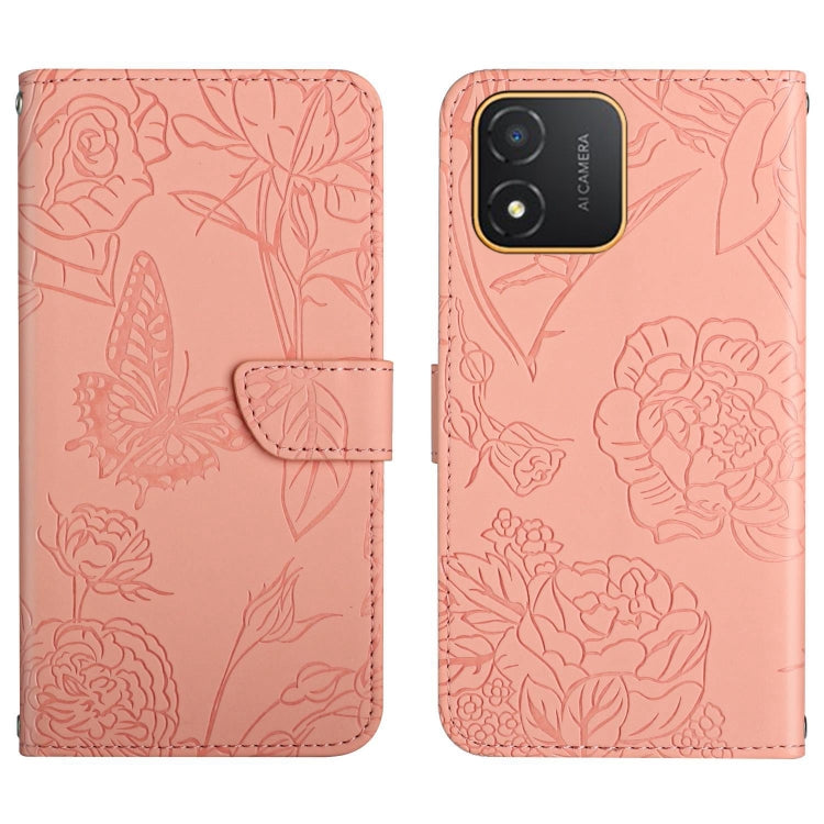 HT03 Skin Feel Butterfly Embossed Flip Leather Phone Case