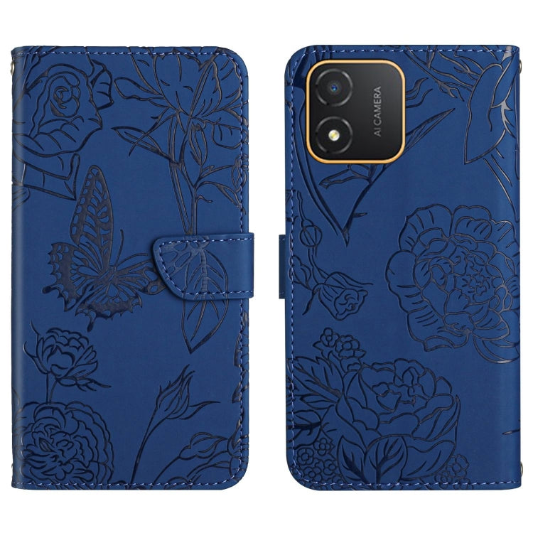 HT03 Skin Feel Butterfly Embossed Flip Leather Phone Case