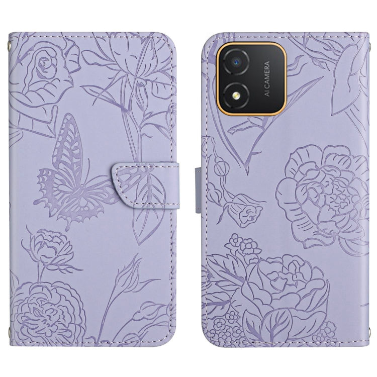 HT03 Skin Feel Butterfly Embossed Flip Leather Phone Case