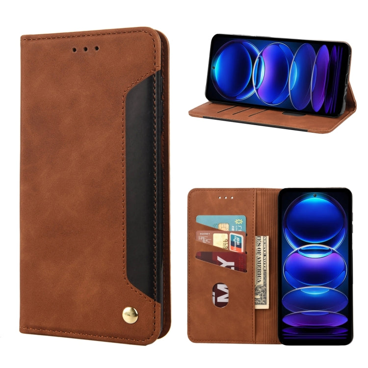 Skin Feel Splicing Leather Phone Case, For OPPO Reno8 T 4G, For Xiaomi Redmi Note 12 5G Global / Poco X5 5G, For Xiaomi Redmi Note 12 Pro 5G Global, For Xiaomi Redmi Note 12 Pro+ 5G Global