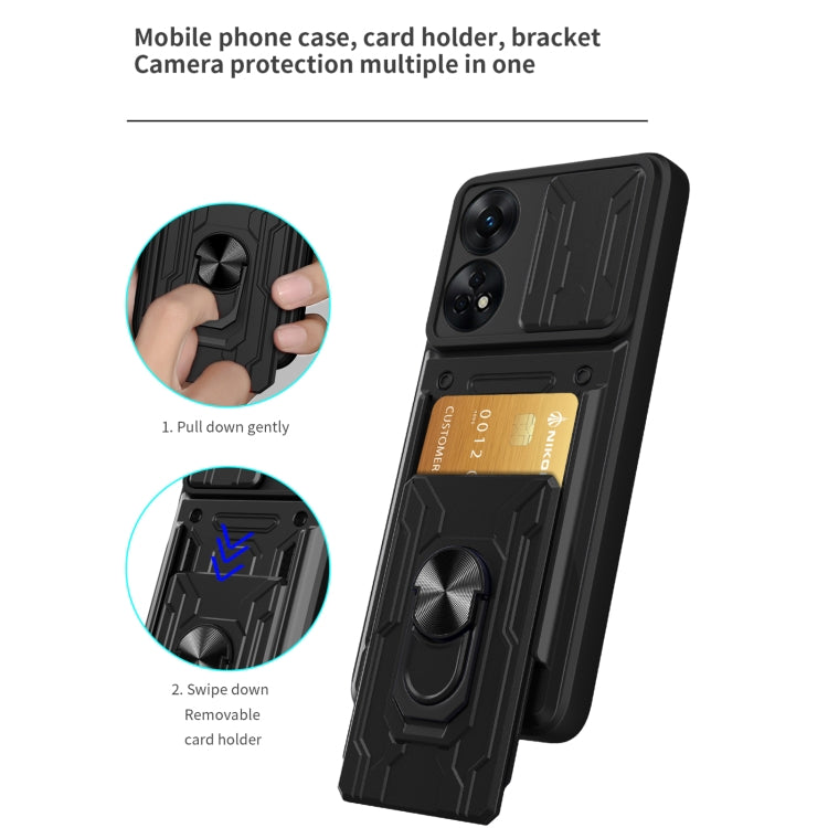 Sliding Camshield Card Phone Case, For OPPO Reno8 T 4G