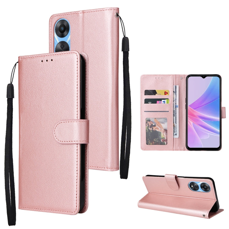 3 Card Slots Multifunctional Leather Phone Case, For OPPO A58 / A78