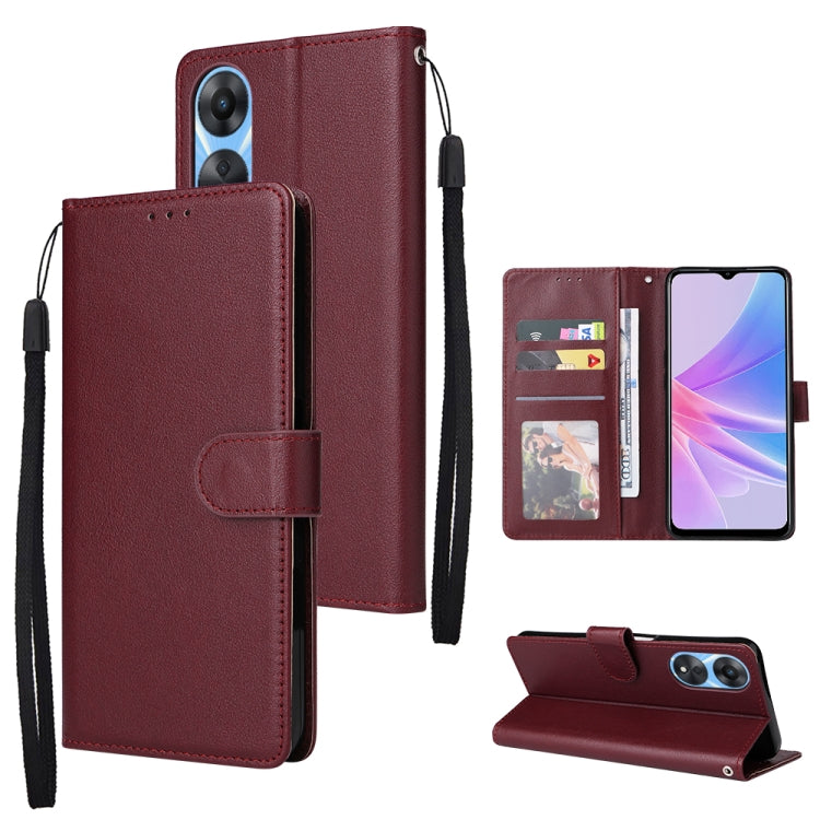 3 Card Slots Multifunctional Leather Phone Case, For OPPO A58 / A78