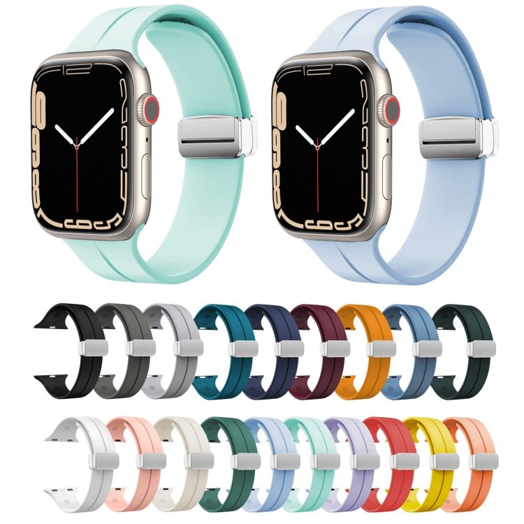 Magnetic Fold Clasp Silicone Watch Band, For Apple Watch Series 8&amp;7 41mm