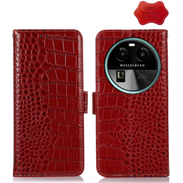 Crocodile Top Layer Cowhide Leather Phone Case, For OPPO Find X6, For OPPO Find X6 Pro, For Xiaomi Redmi Note 12 4G Global