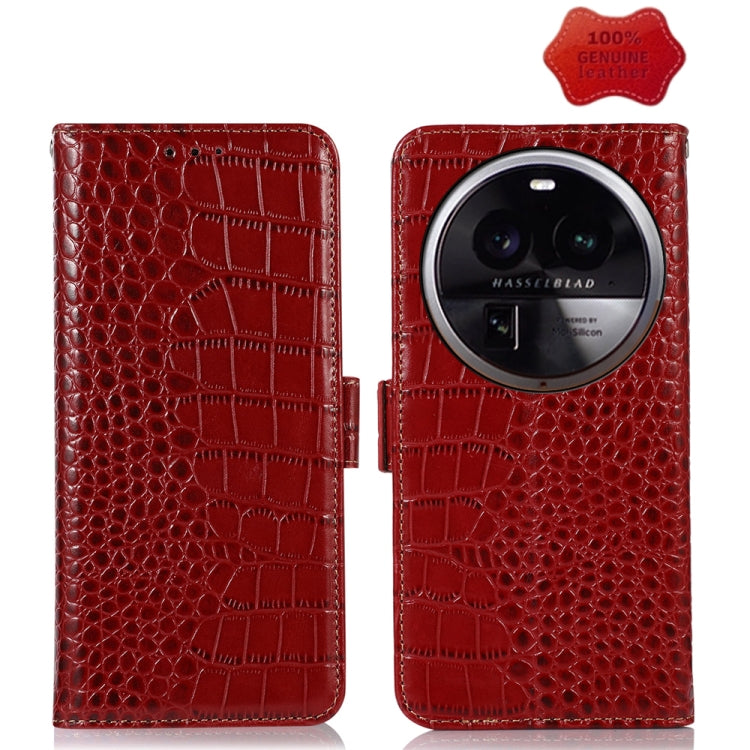 Crocodile Top Layer Cowhide Leather Phone Case, For OPPO Find X6, For OPPO Find X6 Pro, For Xiaomi Redmi Note 12 4G Global