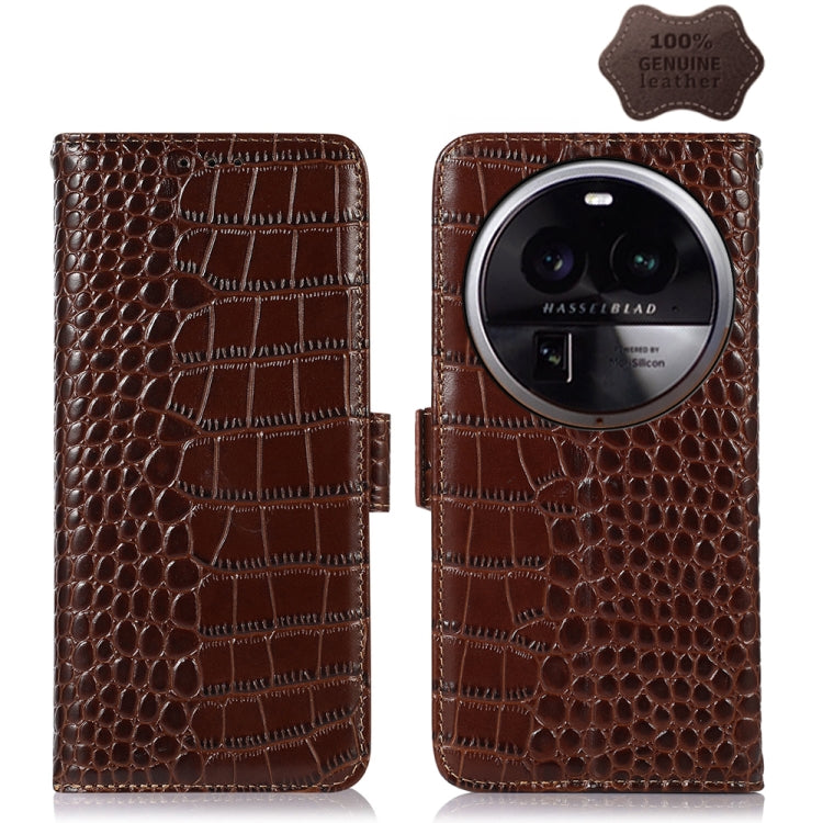 Crocodile Top Layer Cowhide Leather Phone Case, For OPPO Find X6, For OPPO Find X6 Pro, For Xiaomi Redmi Note 12 4G Global