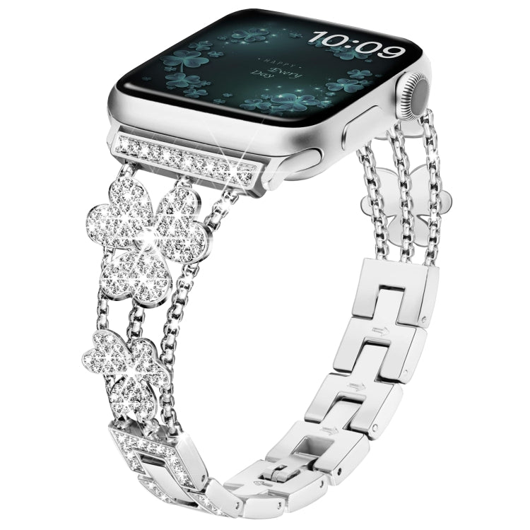 3-Leaf Clover Diamond Watch Band, For Apple Watch Series 8&amp;7 45mm, For Apple Watch Series 8&amp;7 41mm