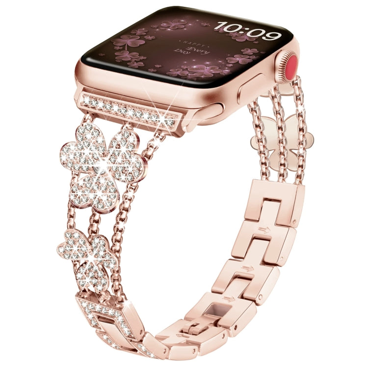 3-Leaf Clover Diamond Watch Band, For Apple Watch Series 8&amp;7 45mm, For Apple Watch Series 8&amp;7 41mm