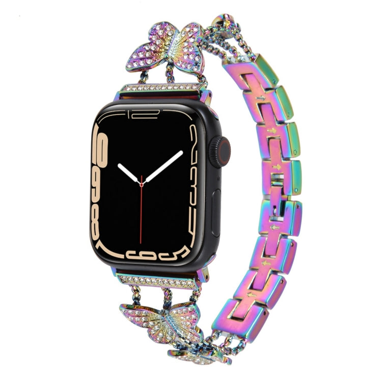 Butterfly Metal Diamond Watch Band, For Apple Watch Series 8&amp;7 45mm, For Apple Watch Series 8&amp;7 41mm