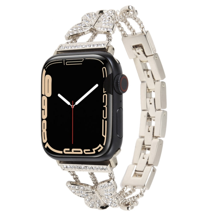 Butterfly Metal Diamond Watch Band, For Apple Watch Series 8&amp;7 45mm, For Apple Watch Series 8&amp;7 41mm