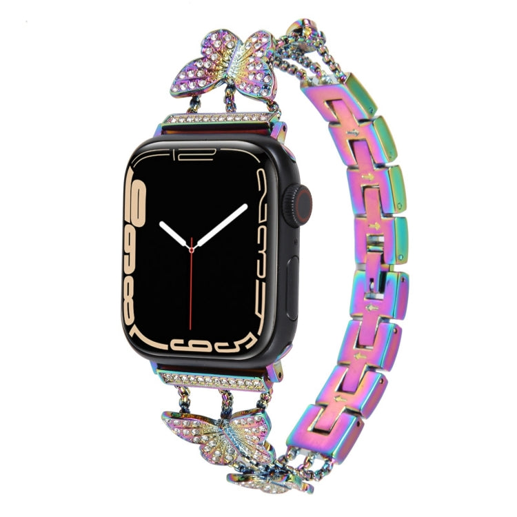 Butterfly Metal Diamond Watch Band, For Apple Watch Series 8&amp;7 45mm, For Apple Watch Series 8&amp;7 41mm