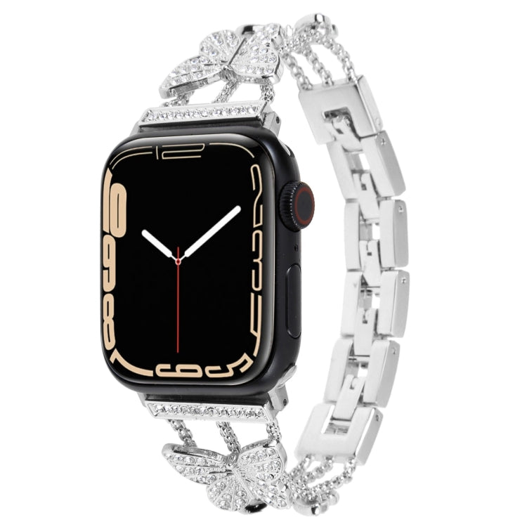 Butterfly Metal Diamond Watch Band, For Apple Watch Series 8&amp;7 45mm, For Apple Watch Series 8&amp;7 41mm