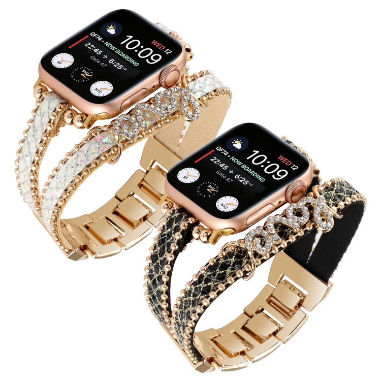 LOVE Leather Chain Watch Band, For Apple Watch Series 8&amp;7 45mm, For Apple Watch Series 8&amp;7 41mm