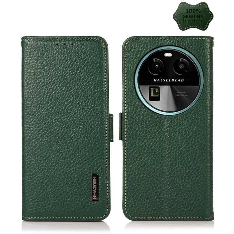 KHAZNEH Side-Magnetic Litchi Genuine Leather RFID Phone Case, For OPPO Find X6 Pro, For OPPO Find X6, For Samsung Galaxy M14 5G