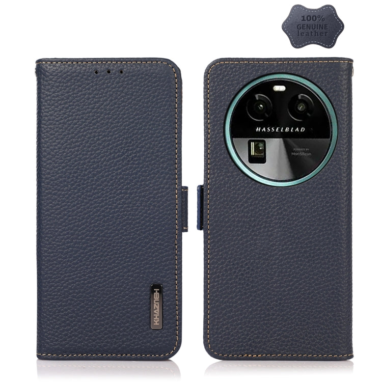 KHAZNEH Side-Magnetic Litchi Genuine Leather RFID Phone Case, For OPPO Find X6 Pro, For OPPO Find X6, For Samsung Galaxy M14 5G