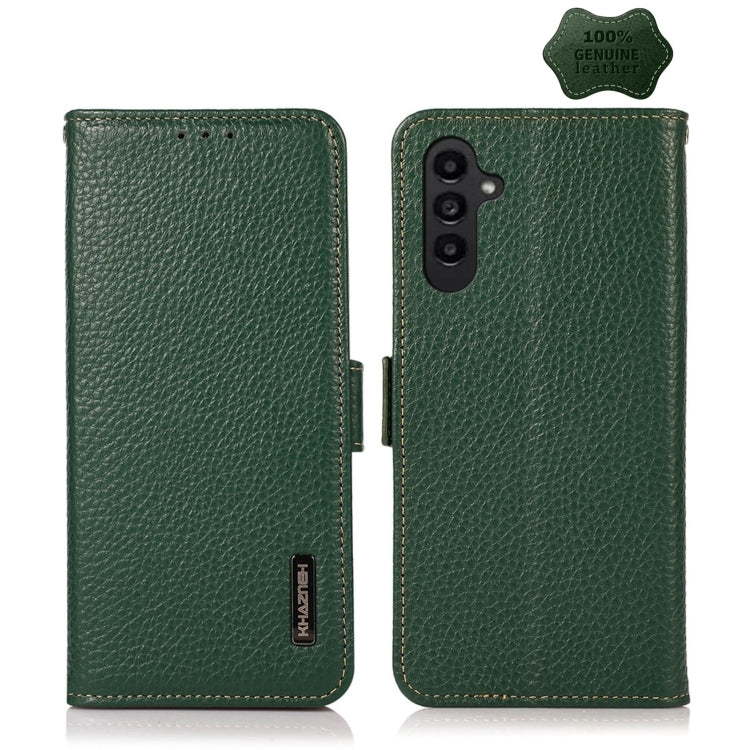 KHAZNEH Side-Magnetic Litchi Genuine Leather RFID Phone Case, For OPPO Find X6 Pro, For OPPO Find X6, For Samsung Galaxy M14 5G