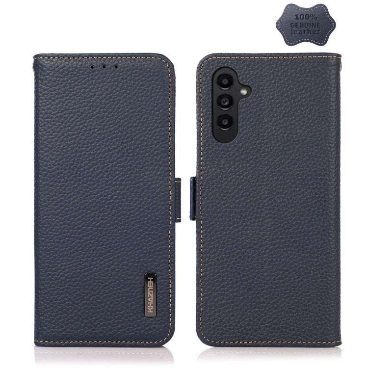 KHAZNEH Side-Magnetic Litchi Genuine Leather RFID Phone Case, For OPPO Find X6 Pro, For OPPO Find X6, For Samsung Galaxy M14 5G