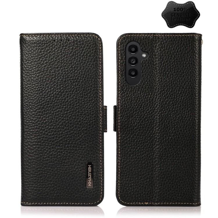 KHAZNEH Side-Magnetic Litchi Genuine Leather RFID Phone Case, For OPPO Find X6 Pro, For OPPO Find X6, For Samsung Galaxy M14 5G