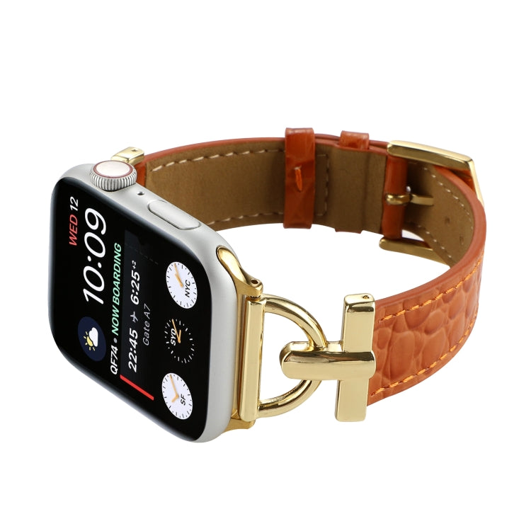 D-Buckle Cocodile Genuine Leather Watch Band, For Apple Watch Series 8&amp;7 45mm, For Apple Watch Series 8&amp;7 41mm