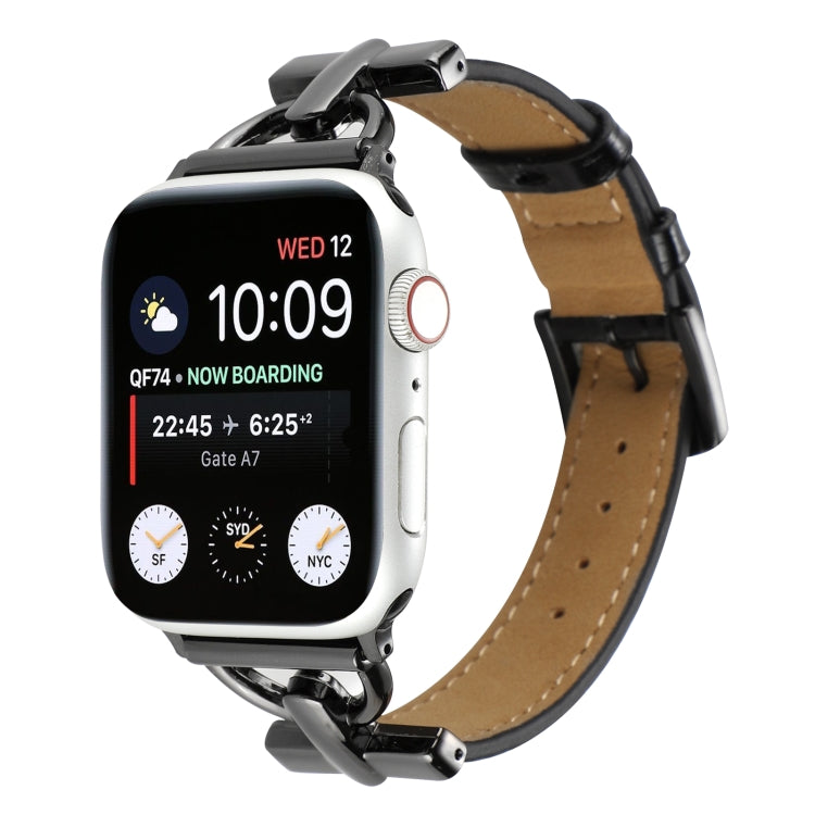 D-Buckle Cocodile Genuine Leather Watch Band, For Apple Watch Series 8&amp;7 45mm, For Apple Watch Series 8&amp;7 41mm