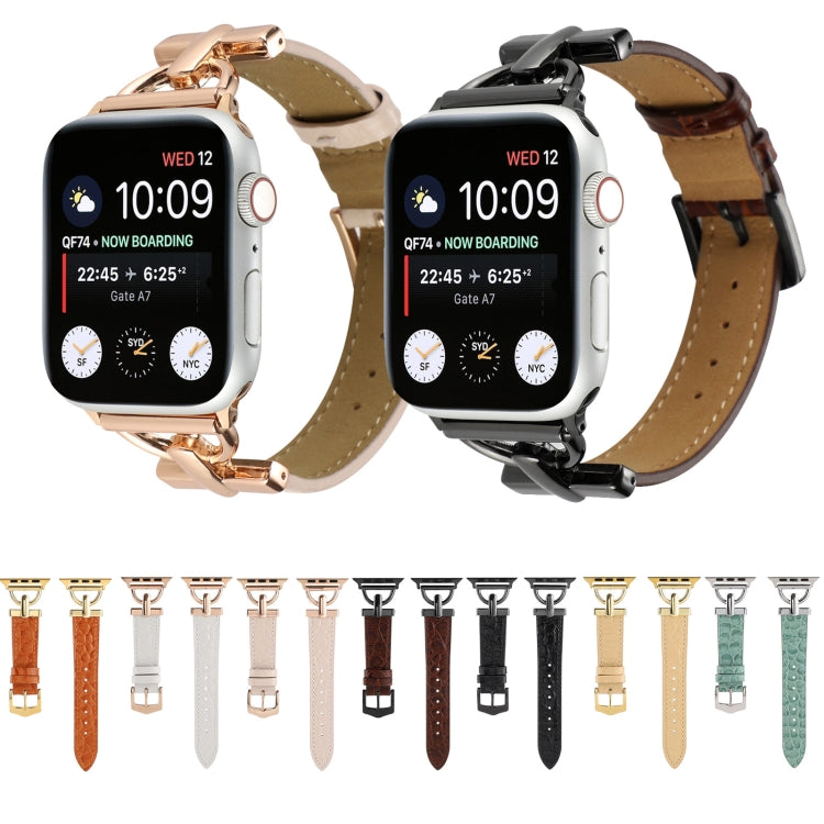 D-Buckle Cocodile Genuine Leather Watch Band, For Apple Watch Series 8&amp;7 45mm, For Apple Watch Series 8&amp;7 41mm