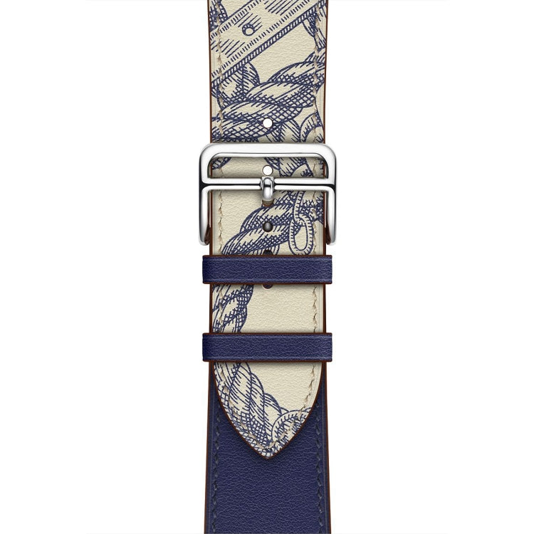 Silk Screen Pattern Leather Watchband, For Apple Watch Series 7 41mm / 6 & SE & 5 & 4 40mm / 3 & 2 & 1 38mm, For Apple Watch Series 8&7 45mm / SE 2&6&SE&5&4 44mm / 3&2&1 42mm, For Apple Watch Series 8&7 41mm / SE 2&6&SE&5&4 40mm / 3&2&1 38mm