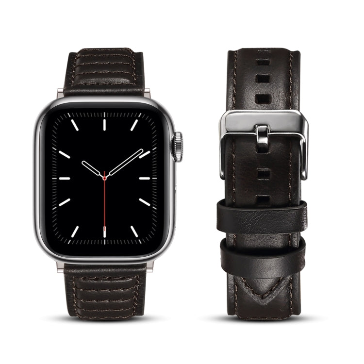Oil Wax Genuine Leather Watch Band, For Apple Watch Ultra 49mm / Series 8&amp;7 45mm / SE 2&amp;6&amp;SE&amp;5&amp;4 44mm / 3&amp;2&amp;1 42mm, For Apple Watch Series 8&amp;7 41mm / SE 2&amp;6&amp;SE&amp;5&amp;4 40mm / 3&amp;2&amp;1 38mm