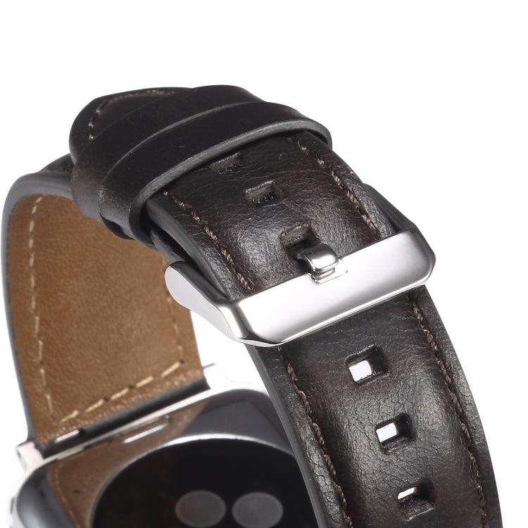 Oil Wax Genuine Leather Watch Band, For Apple Watch Ultra 49mm / Series 8&7 45mm / SE 2&6&SE&5&4 44mm / 3&2&1 42mm, For Apple Watch Series 8&7 41mm / SE 2&6&SE&5&4 40mm / 3&2&1 38mm