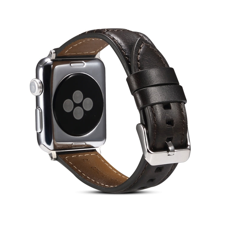 Oil Wax Genuine Leather Watch Band, For Apple Watch Ultra 49mm / Series 8&amp;7 45mm / SE 2&amp;6&amp;SE&amp;5&amp;4 44mm / 3&amp;2&amp;1 42mm, For Apple Watch Series 8&amp;7 41mm / SE 2&amp;6&amp;SE&amp;5&amp;4 40mm / 3&amp;2&amp;1 38mm