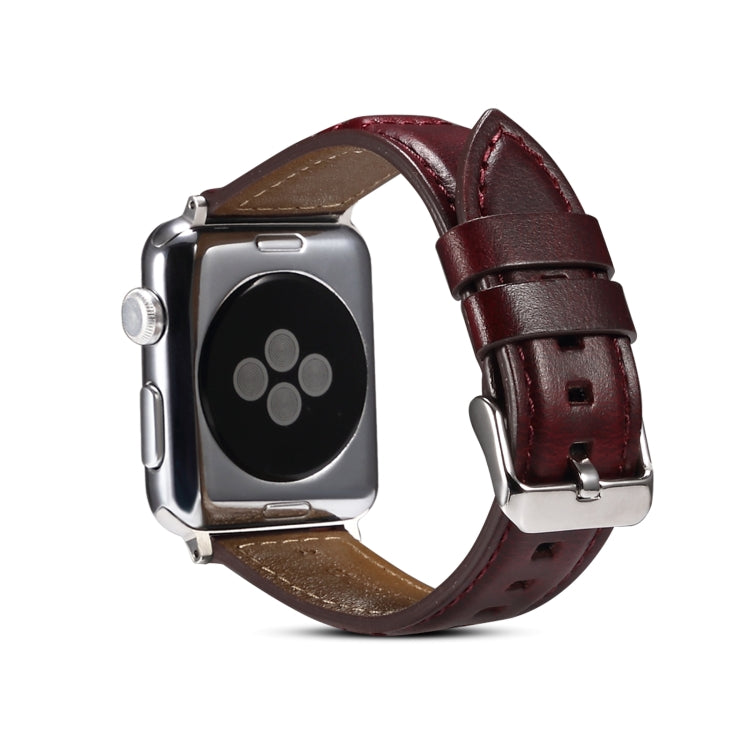 Oil Wax Genuine Leather Watch Band, For Apple Watch Ultra 49mm / Series 8&7 45mm / SE 2&6&SE&5&4 44mm / 3&2&1 42mm, For Apple Watch Series 8&7 41mm / SE 2&6&SE&5&4 40mm / 3&2&1 38mm