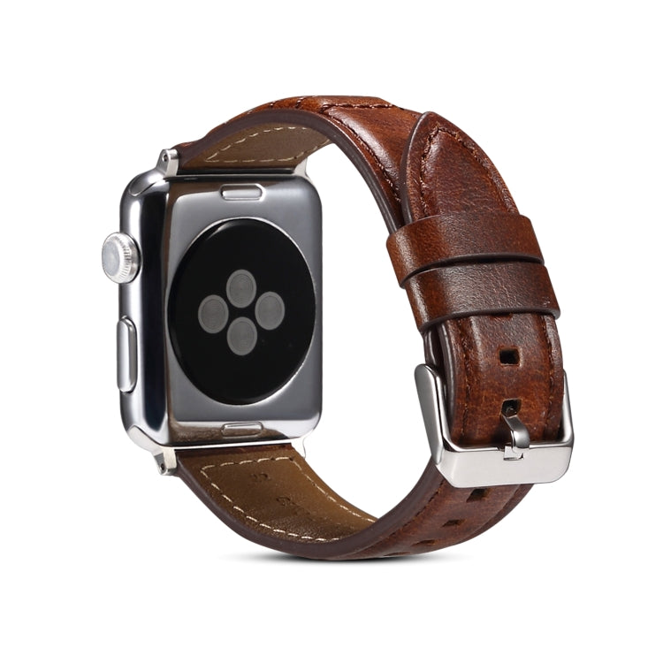 Oil Wax Genuine Leather Watch Band, For Apple Watch Ultra 49mm / Series 8&7 45mm / SE 2&6&SE&5&4 44mm / 3&2&1 42mm, For Apple Watch Series 8&7 41mm / SE 2&6&SE&5&4 40mm / 3&2&1 38mm