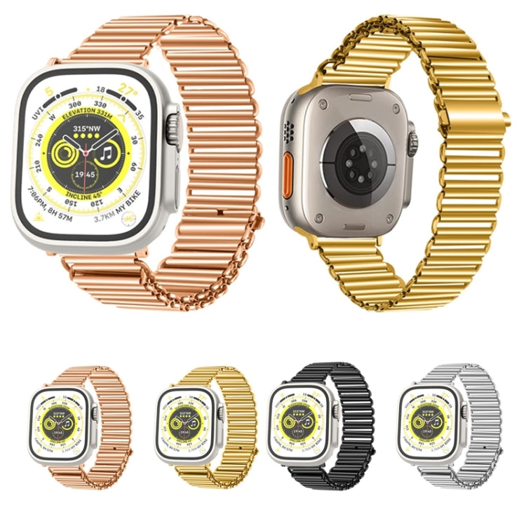 Chain Buckle Stainless Steel Watch Band, For Apple Watch Ultra 49mm / Series 8&amp;7 45mm / SE 2&amp;6&amp;SE&amp;5&amp;4 44mm / 3&amp;2&amp;1 42mm, For Apple Watch Series 8&amp;7 41mm / SE 2&amp;6&amp;SE&amp;5&amp;4 40mm / 3&amp;2&amp;1 38mm