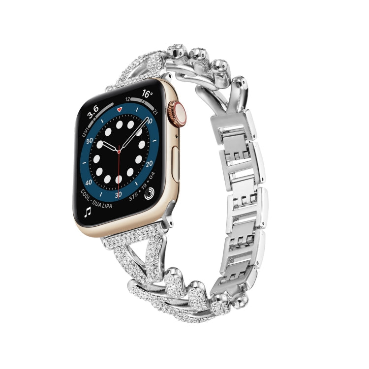 Triangle Diamond Metal Watch Band, For Apple Watch Ultra 49mm / Series 8&7 45mm / SE 2&6&SE&5&4 44mm / 3&2&1 42mm, For Apple Watch Series 8&7 41mm / SE 2&6&SE&5&4 40mm / 3&2&1 38mm